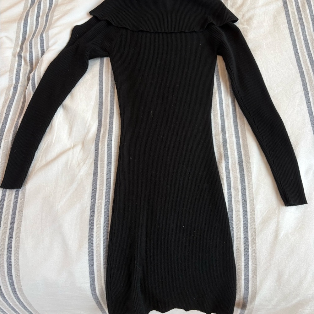 Cotton On Black Ribbed Off-Shoulder Bodycon Dress